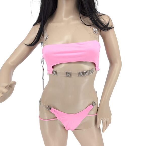 Monica Hansen Beachwear Shine Like A Diamond Pink Panther Bikini Set -Size M NWT - Picture 2 of 14